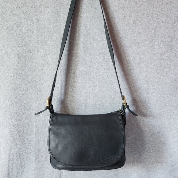 Vintage Coach 4150 Made in USA Fletcher Saddle Bucket Crossbody Bag Flap Black - Picture 2 of 11
